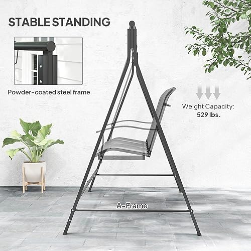 Miniatura 12 de Outsunny Soporte de columpio de metal para porche, marco de columpio resistente, solo soporte para silla colgante, capacidad de peso de 528 libras