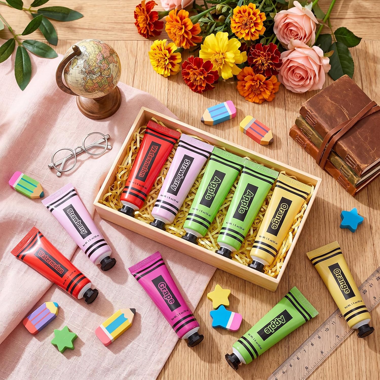 40 Pcs Back to School Gifts Bulk Hand Cream Crayon Teacher Appreciation Gifts Cracked Hands Moisturizing for Classroom Students Teacher Staff First Day of School Thank You Party Favors