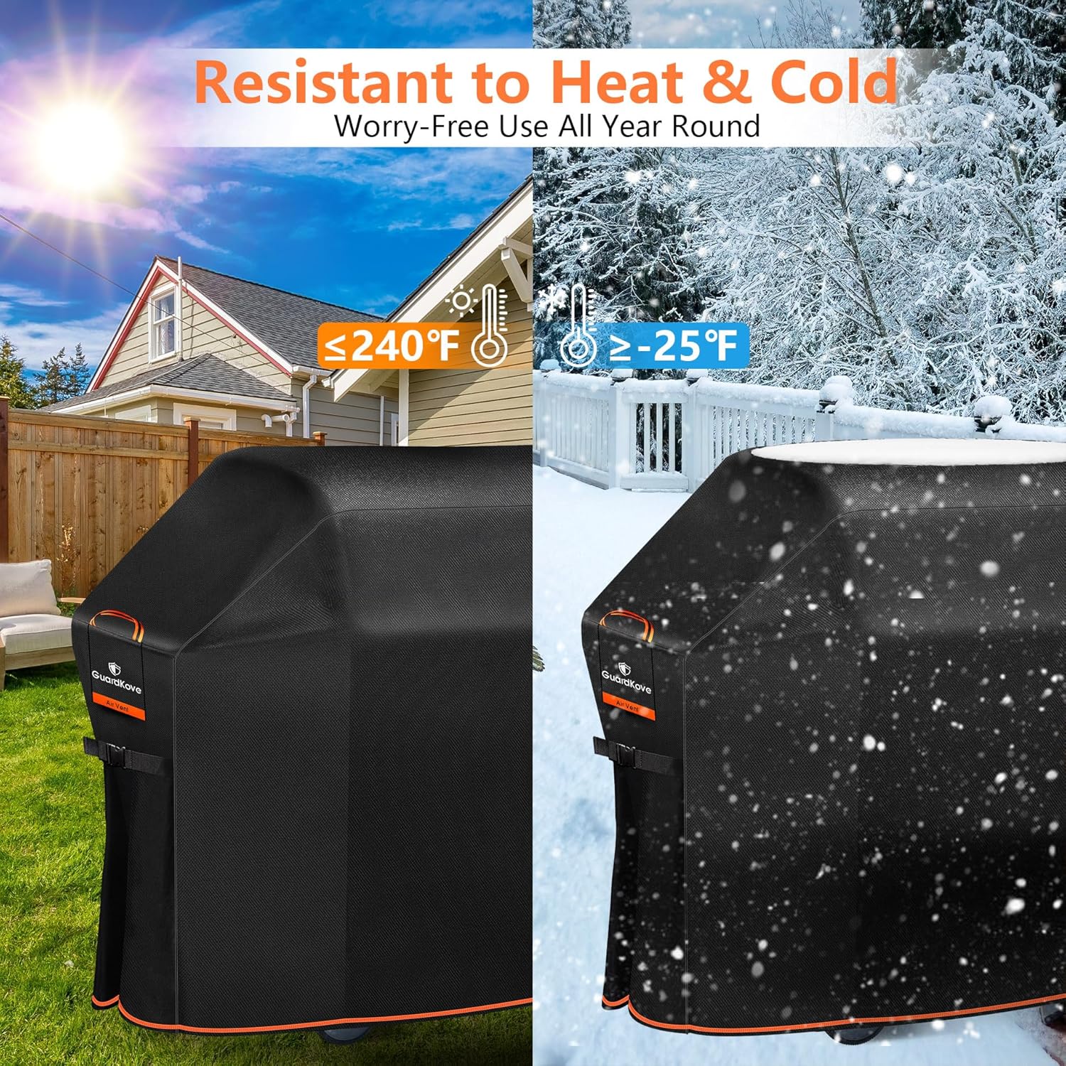 [Upgraded 1000D Heavy Duty Fabric] 60" Grill Cover for Outdoor Grill, Waterproof, Tear & Fade Resistant BBQ Cover with Buckle & Air Vent, Gas Grill Cover for 3-4 Burner Weber Nexgrill Char-Broil Grill - Image 8