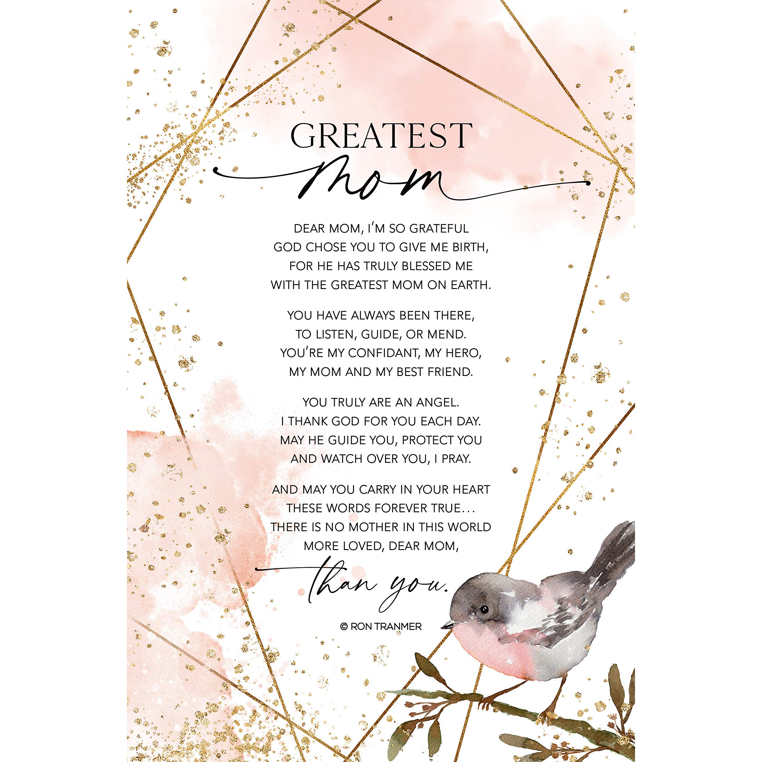 DexsaGreatest Mom Wood Plaque - Made in the USA - 6 inch x 9 inch - Elegant Vertical Frame Wall & Tabletop Decoration | Easel & Hanging Hook | Dear Mom, I'm so grateful God chose you to give me birth