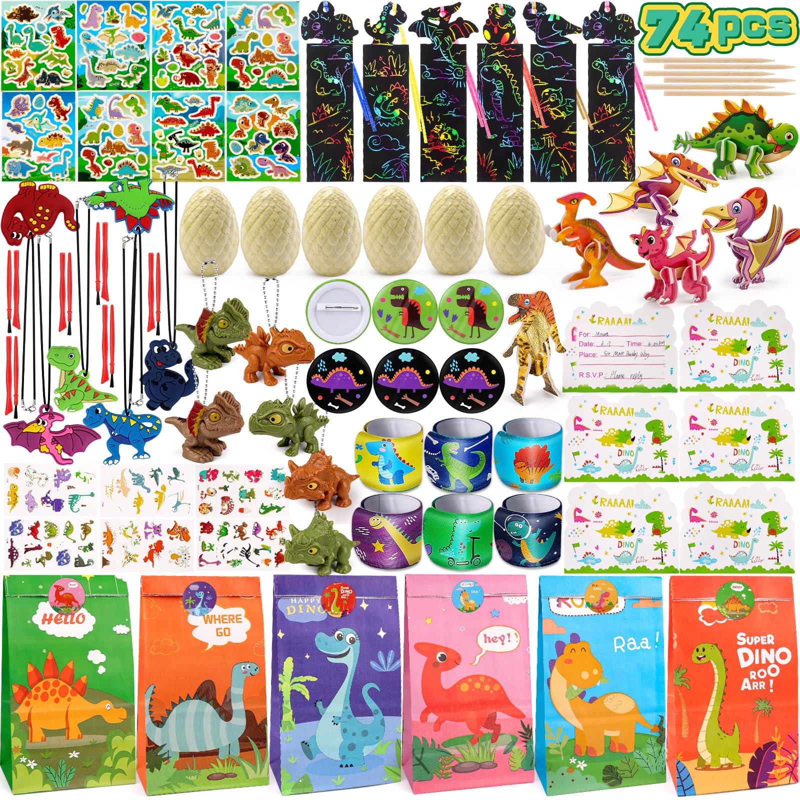 AmyBenton Dinosaur Party Bag Fillers for Boys and Girls Kids Dino Party Bag Fillers for Return Gifts Party Bag Toy