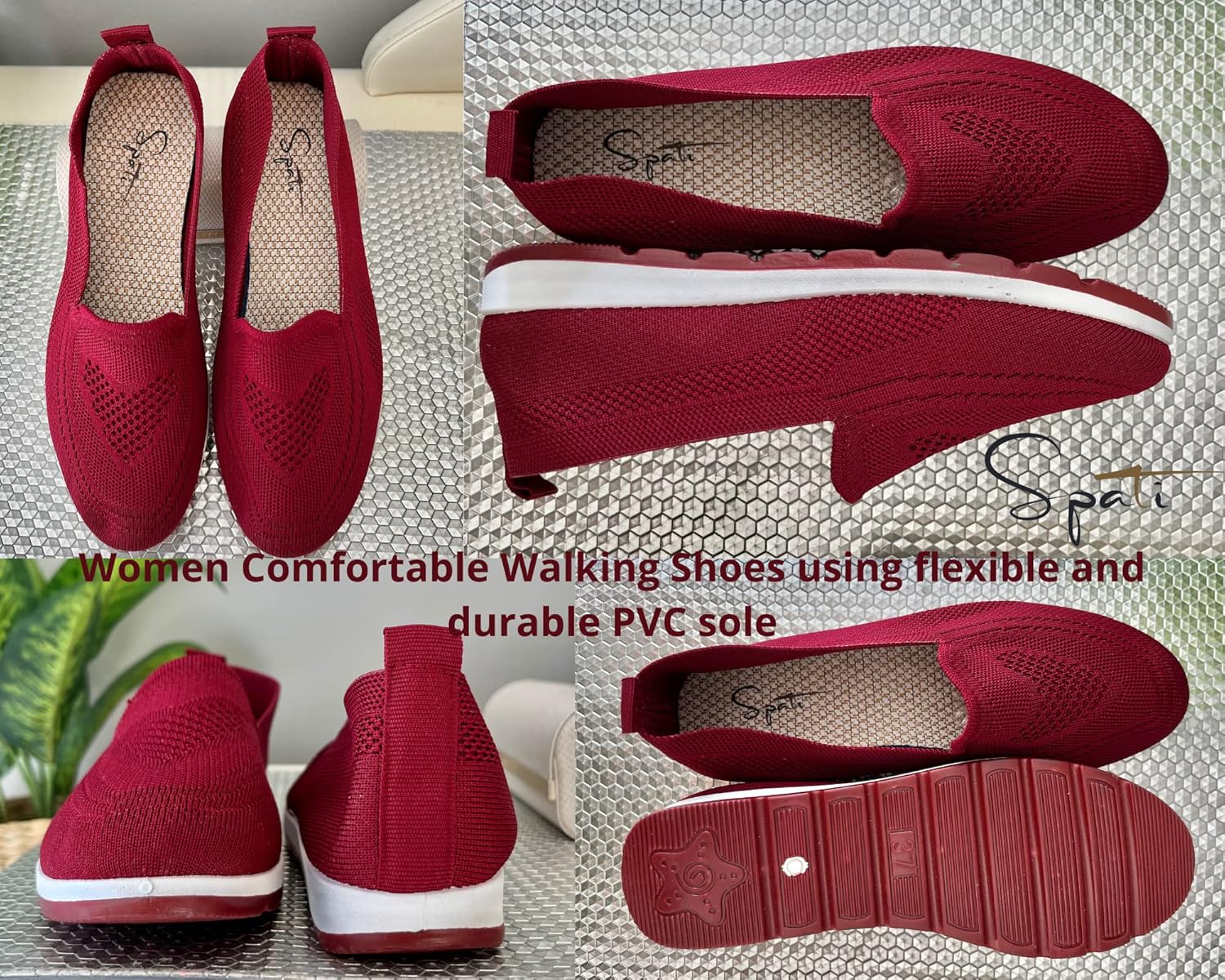 SPATI Women's Knitting Flat Shoes Walking Shoes Comfort Loafers Breathable Mesh Female Round Toe Black, Pink, Purple, Red - Image 3