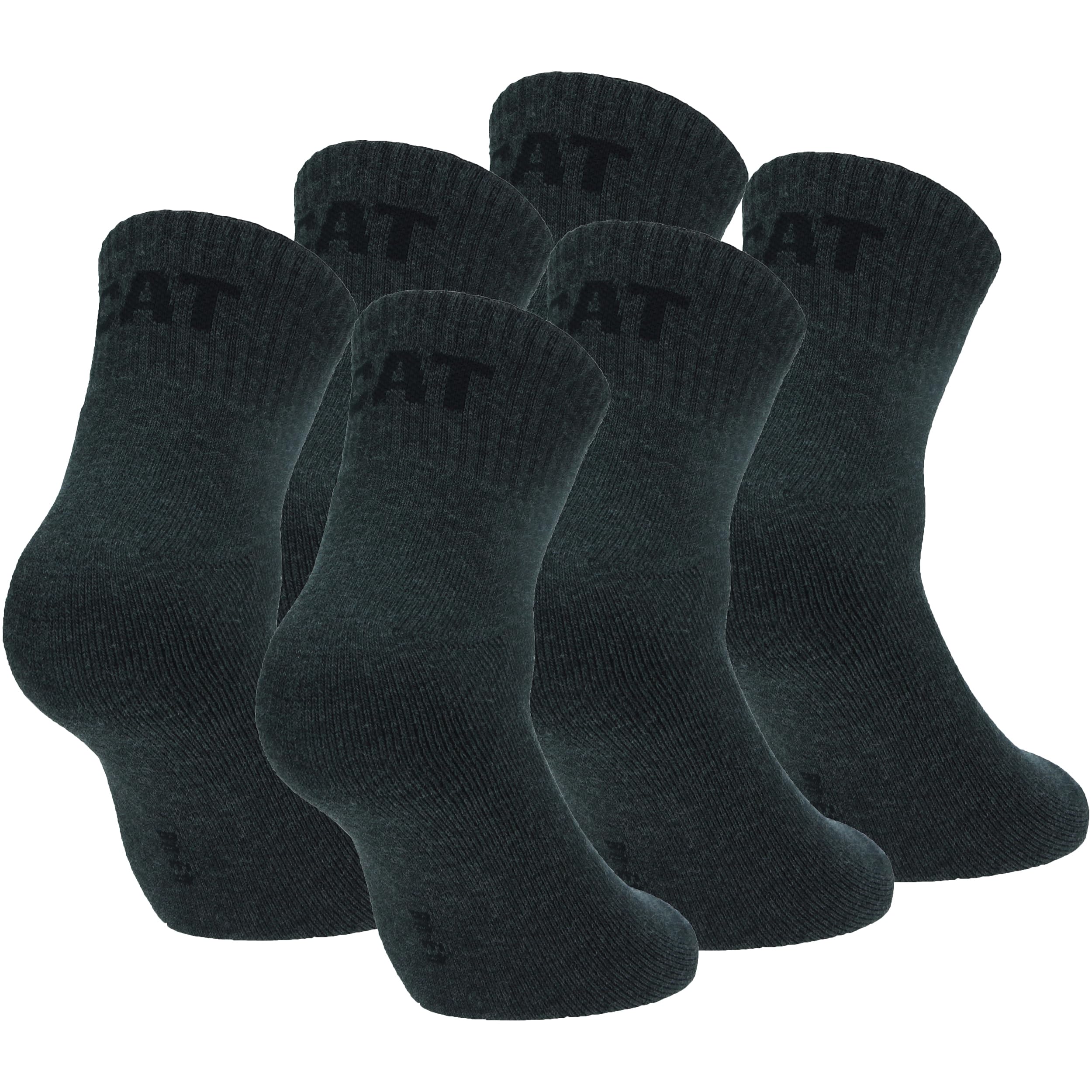 Cat Men's Anthracite Caterpillar Quarter Socks 6 Pairs Work Socks, Height Above Ankle, Reinforced Toe Heel, Cotton (Anthr, 6-9)