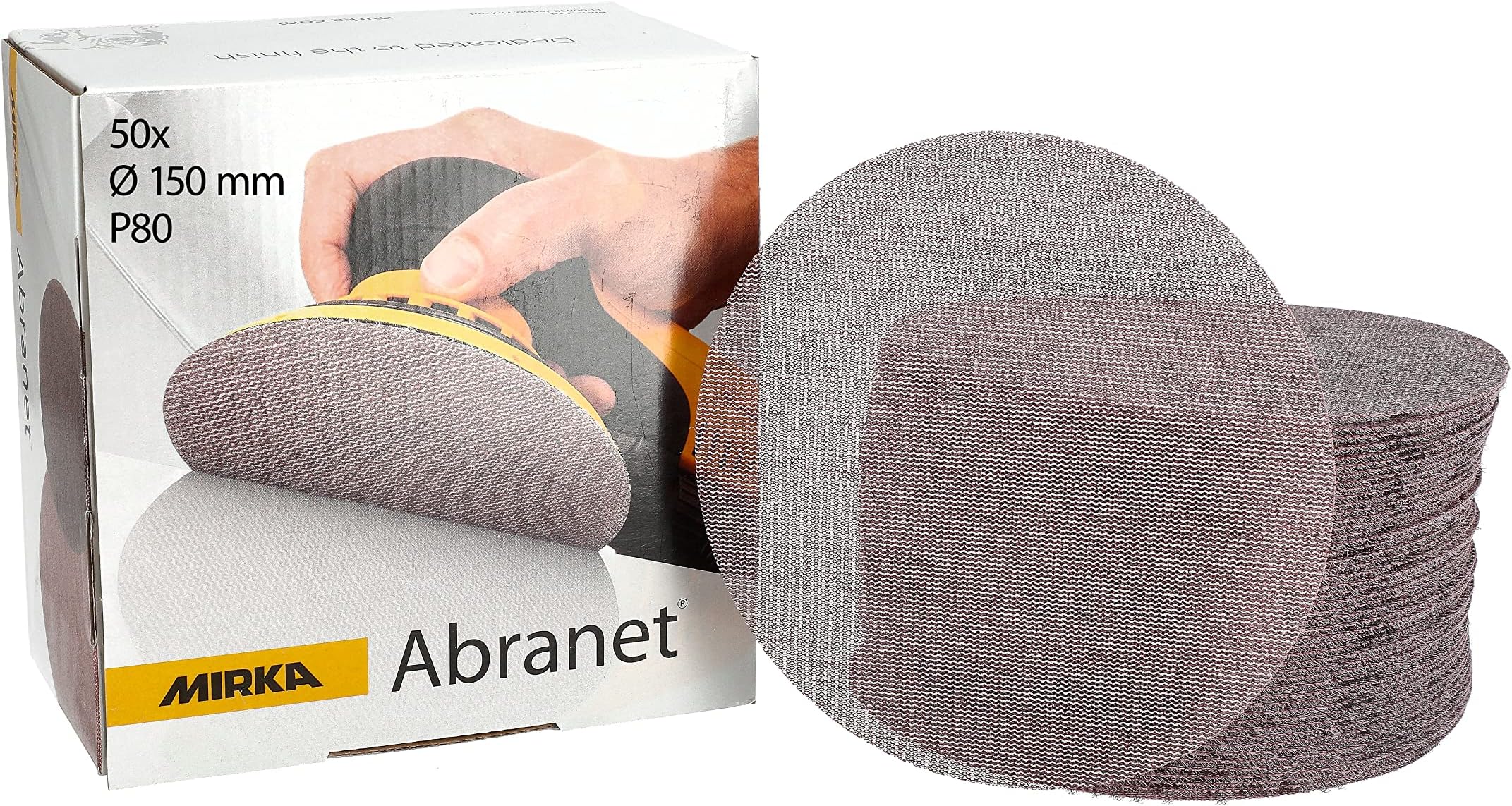 Abranet net sanding disc Ø 150 mm Hook & loop/Grit P80 / 50 pcs/for sanding wood, walls, metal, aluminium, stainless steel, filler, varnish, plastic / 5424105080