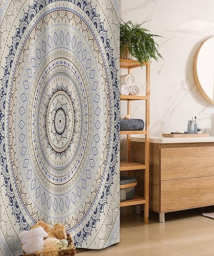 Miniatura 19 de Ambesonne Cortina de ducha amarilla, inspirada en pícnic, temática de los años 50, 60 y 70, estampado de lunares retro, juego de decoración de baño