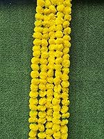 Vista 2 de Genx 5 guirnaldas de flores artificiales de caléndula amarilla de 5 pies de largo, celebraciones, bodas indias, eventos temáticos indios