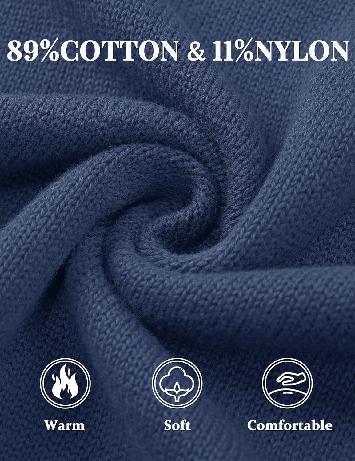 TACVASEN Men's 1/4 Zip Sweaters Cotton Casual Pullover Sweaters Knit Fall Winter Sweatshirts - Image 4