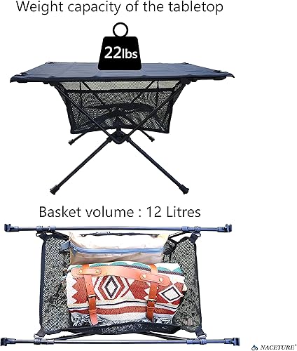 Miniatura 4 de NACETURE Mesa de camping ultraligera  Mesa de camping plegable con malla de almacenamiento para equipo de campamento, senderismo y montañismo (verde)