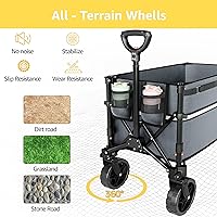 Vista 60 de Carrito plegable con ruedas plegable – Carros plegables resistentes para comestibles, deportes, jardín, compras, camping