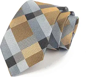 Gravata masculina clássica xadrez azul escuro cinza jacquard tecido seda gravata, Cor 7, tamanho �nico
