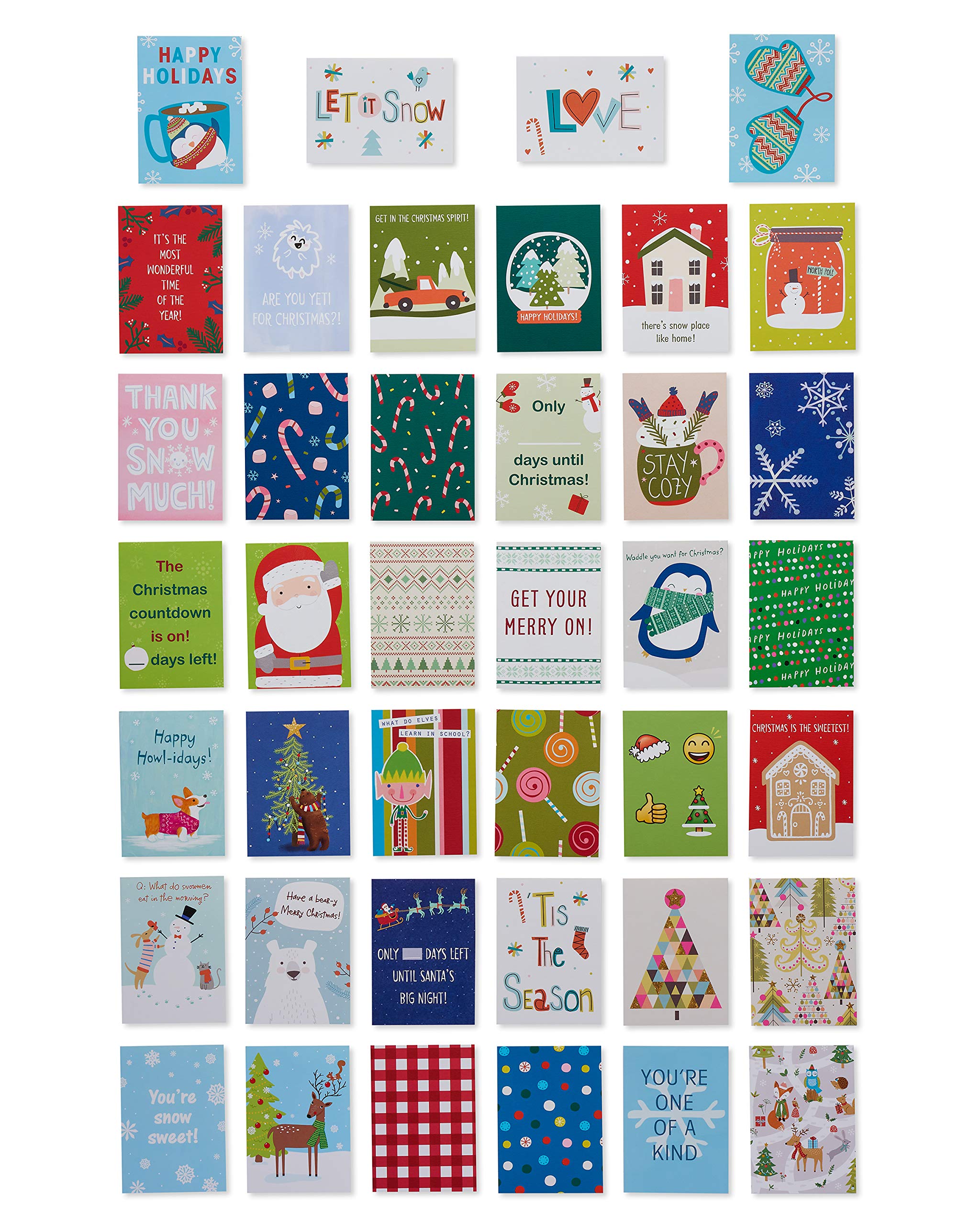 Photo 1 of American Greetings Mini Christmas Cards for Kids Lunch Boxes, Holiday Cheer (40-Count)