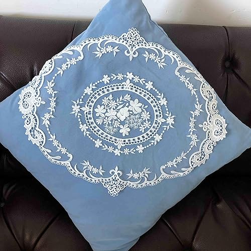 Miniatura 6 de Paquete de 2 manteles individuales de encaje retro, manteles individuales de ganchillo francés, manteles bordados a mano, 12 x 16 pulgadas, manteles