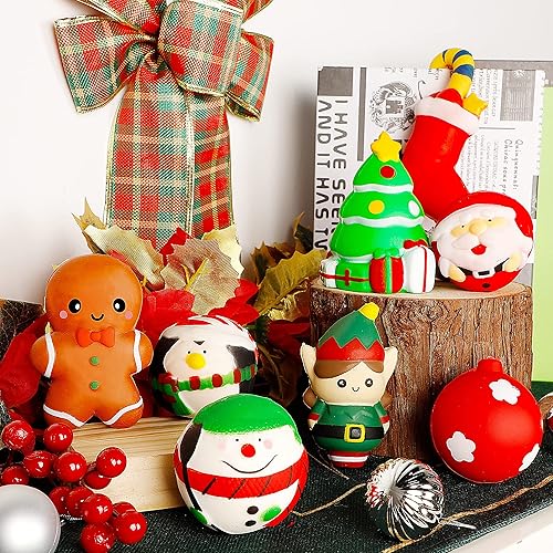 Miniatura 4 de Zcaukya Juguetes esponjosos de Navidad, paquete de 8 juguetes de levantamiento lento, juguetes sensoriales lindos para aliviar el estrés de Navidad