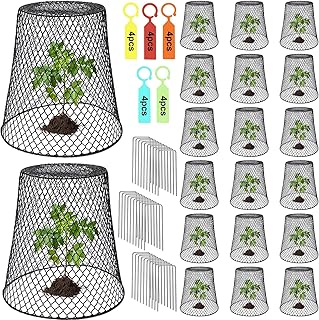 20 Pcs 9"×9" (Multiple Sizes/Quantities Available) Chicken Wire Plant Protectors from Animals, Plant Cage Garden Cloche to Protect Plants Vegetables from Rabbits Squirrels Chicken