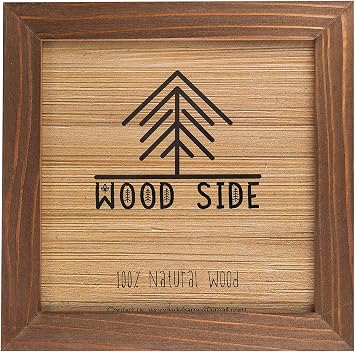 Rustic Wooden Square Picture Frame 12x12 Inch - 100% Natural Solid Eco Distressed Wood for Wall Mounting Photo Frame - Honey Brown