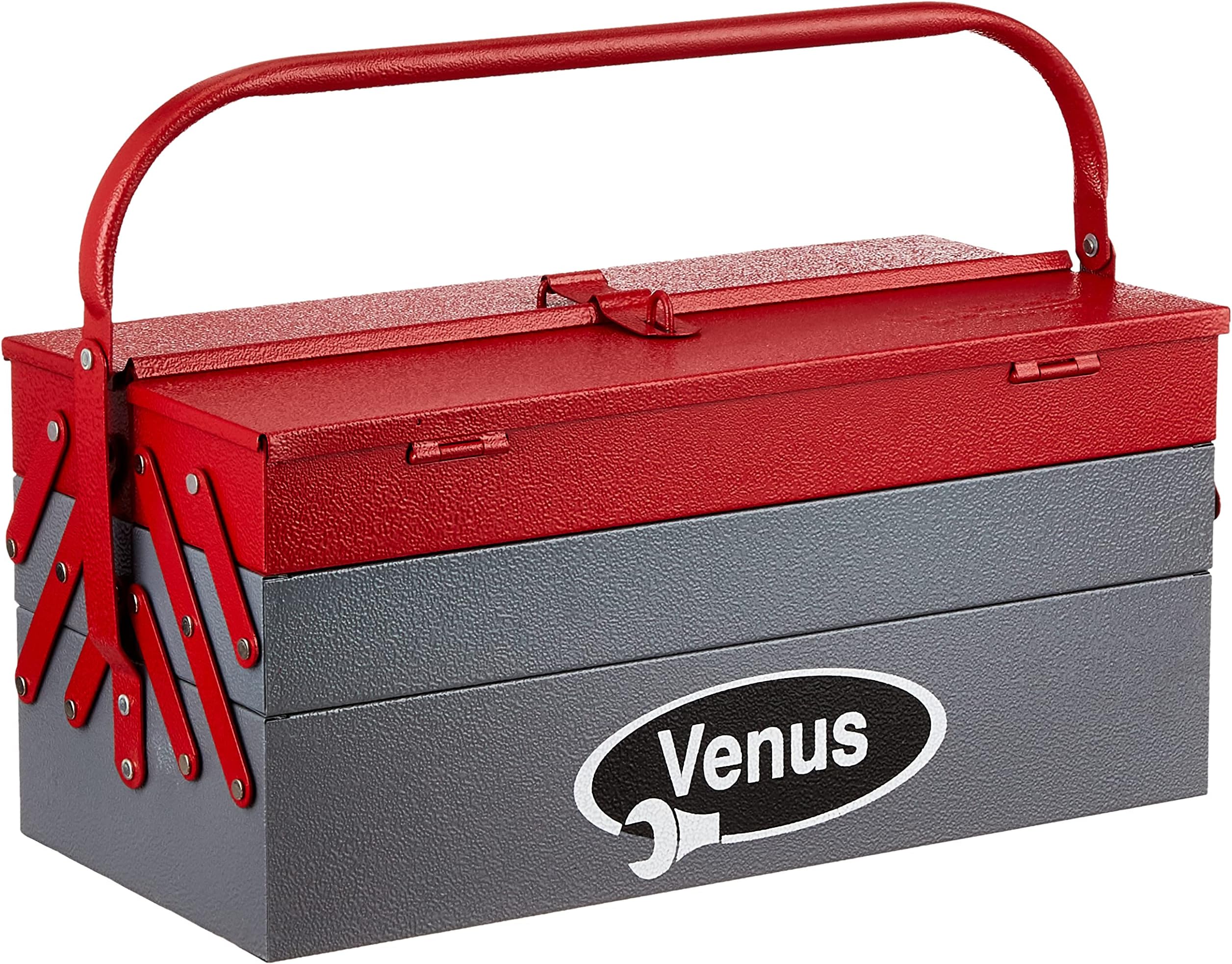 Venus VTB Metal Tool Box with 5 Compartment Box (Red)