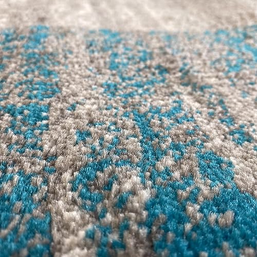 Miniatura 3 de LUXE WEAVERS Lagos Collection 9248 - Alfombra geométrica Art Deco turquesa de 2 x 3 pulgadas