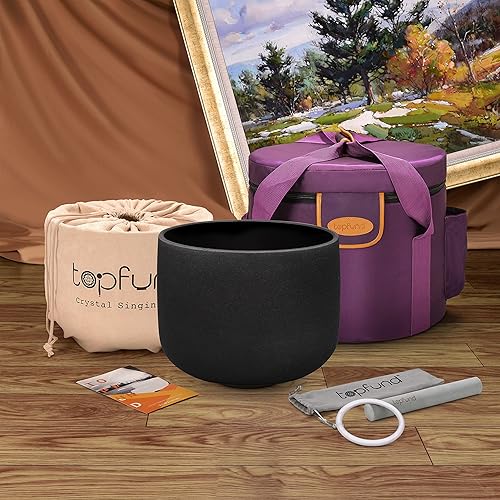 Miniatura 3 de TOPFUND A Note - Cuenco de cristal de 7 pulgadas, chakra del tercer ojo, con esponja acolchada, paquete de tanque y delantero de gamuza