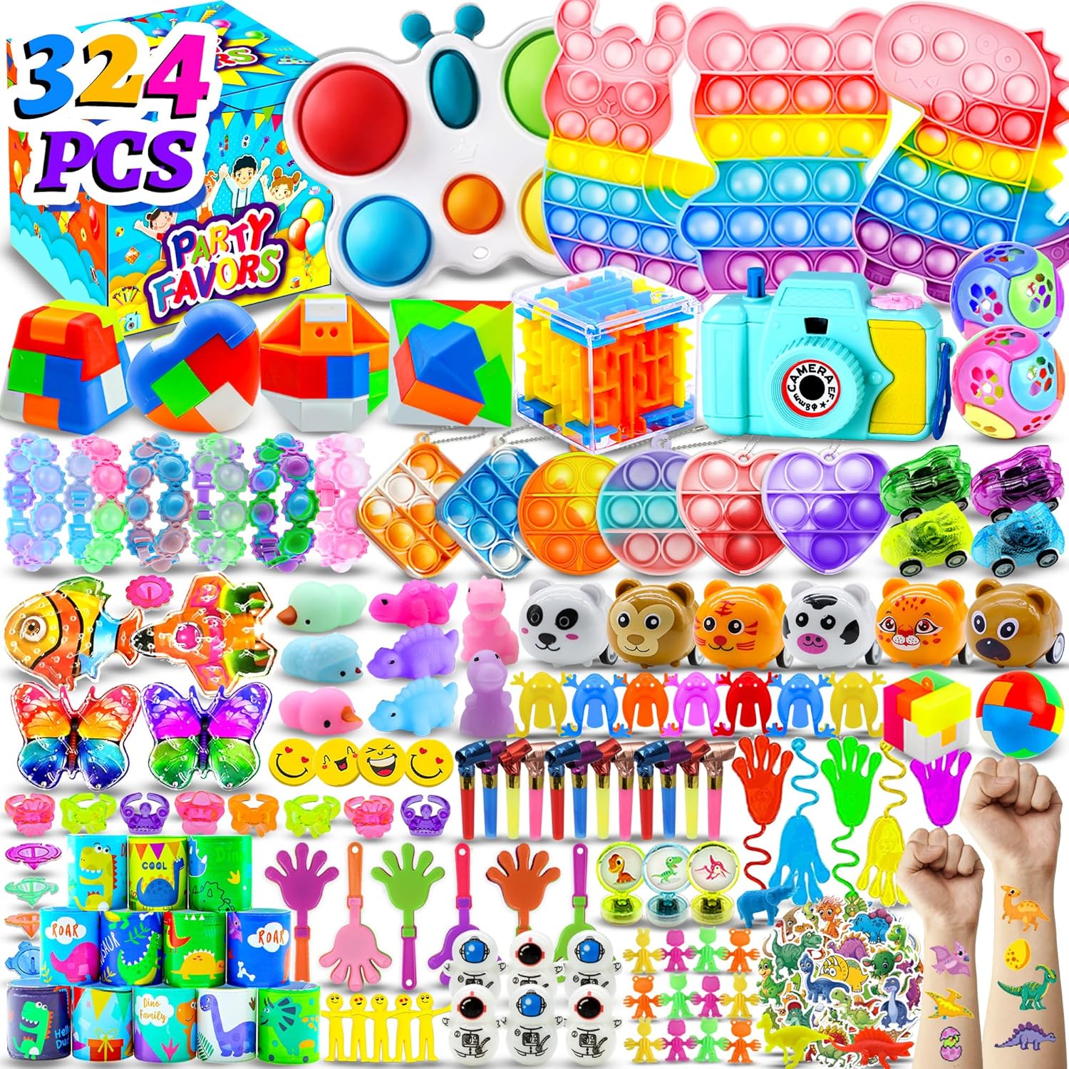 324PCS Party Favors for Kids 3-5 4-8-12, Fidget Toys Pack Birthday Bulk Goodie Bag Stuffers, Treasure Box Toys for Classroom Prizes for Kids