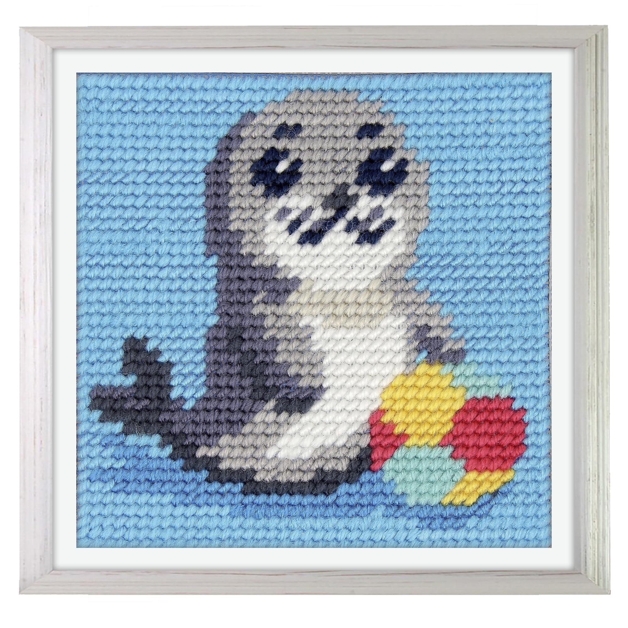 Trimits Half Stitch/Tapestry Kit Sea Lion with Printed Canvas (17 x 17cm), Acrylic Yarns, Plastic Needle, Colour-Coded Chart and Instructions - Cross Stitch Craft Activity