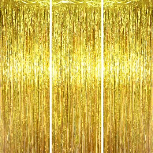 Miniatura 16 de Cortinas de 3.3 x 6.6 pies con flecos de papel de aluminio, decoraciones de fiesta con serpentinas, telón de fondo con flecos para cumpleaños, baby
