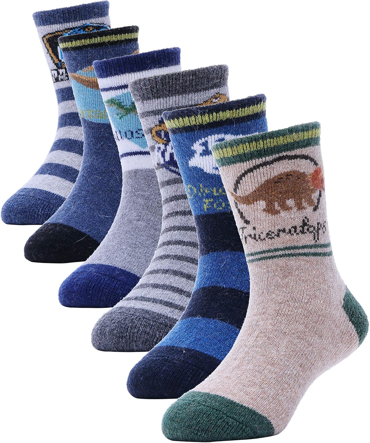 ANTSANG Kids Merino Wool Hiking Socks for Toddlers Boys Girls Warm Thick Thermal Crew Boot Heavy Cozy Gift Socks 6 Pairs