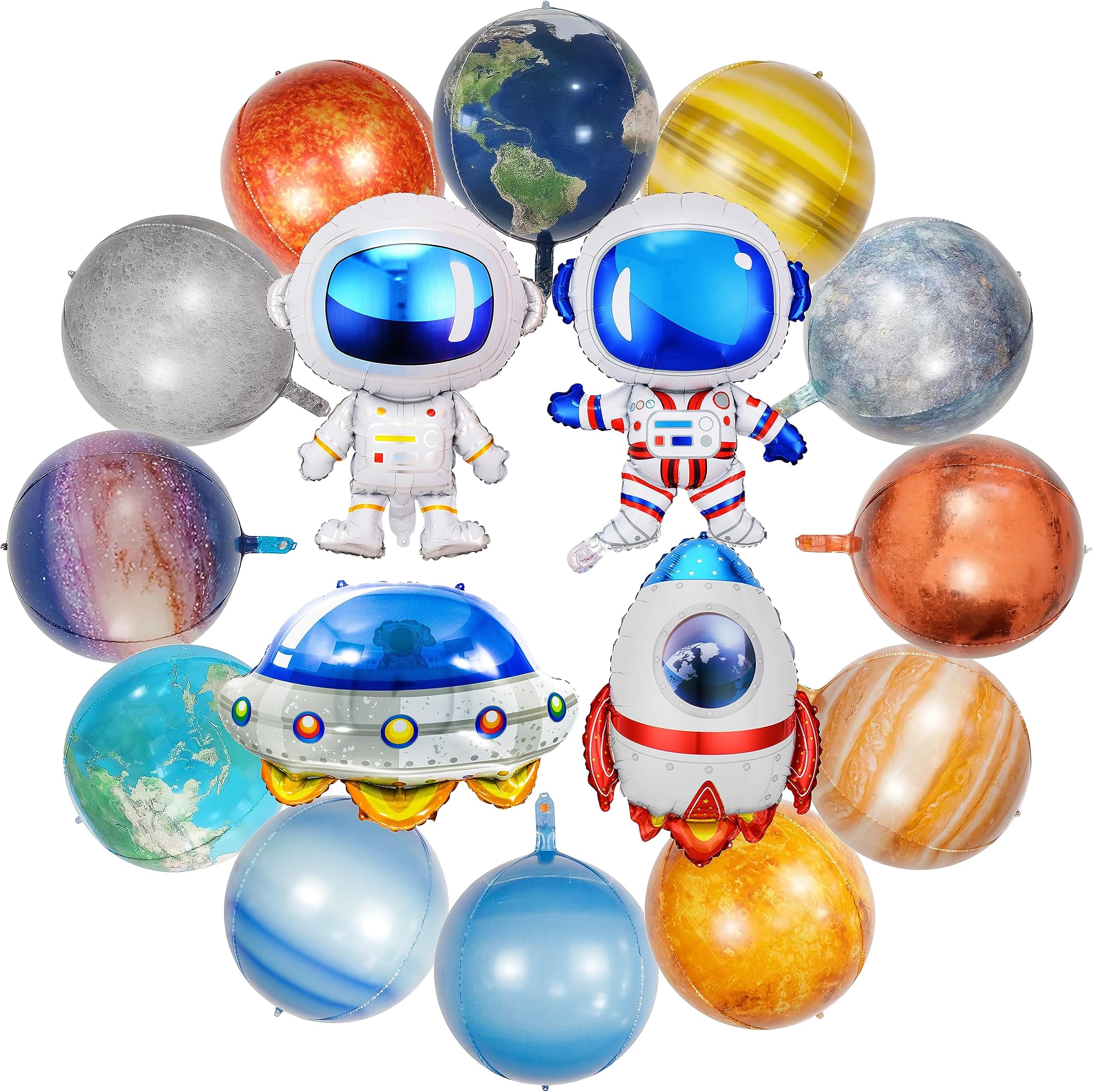 16 Pieces Galaxy Space Balloons - Large Outer Themed Decorations Rocket Spaceship Astronaut Planet Foil Balloons for Kids Birthday Baby Shower Party Supplies
