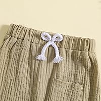 Vista 4 de Pantalones deportivos de algodón y lino para bebé, para bebé, niño, niña, elásticos, básicos, con bolsillo, pantalones largos de harén, ropa de otoño