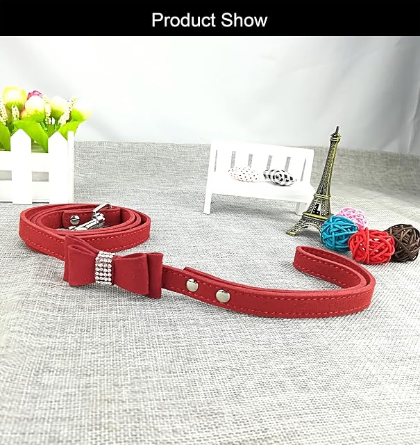 Foto 5 de 6 de Newtensina Collar de Perro de Moda y Correa con Pajarita Correa de Collar de Cachorro Bling con Arco…