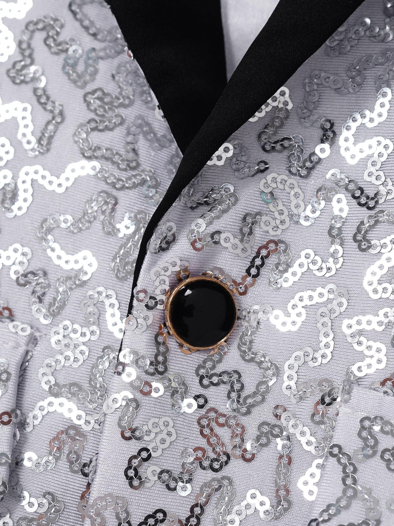 Chaqueta Lentejuelas de Niños Caballero Blazer Vestir de Manga Larga con Botón para Fiesta Actuación Carnaval Navidad 5-14 Años