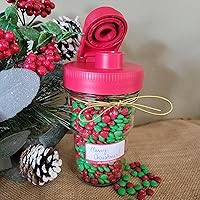 Vista 2 de Brewing America Tarro Anidable con Tapa para Beber como Taza de Viaje, 1 Pinta (16 oz) con Tapa Roja de Vertido en Tarro Mason Anidable de Boca