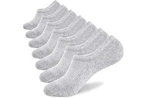 7/8 Pairs Grey No Show Socks Men's Thin Cotton Non Slip Low Cut