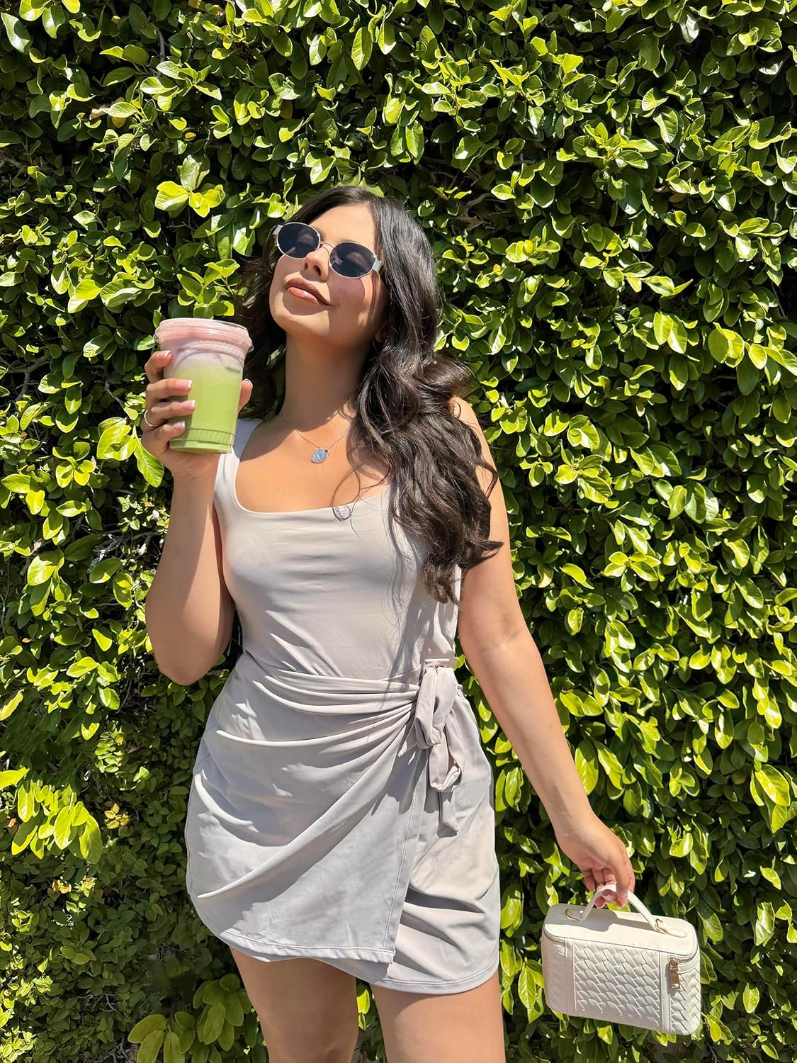 JOYSPELS Athletic Tennis Dress Spring Summer Workout Wide U Neck Built-in Shorts Casual Golf Wrap Skort Dress - Image 6