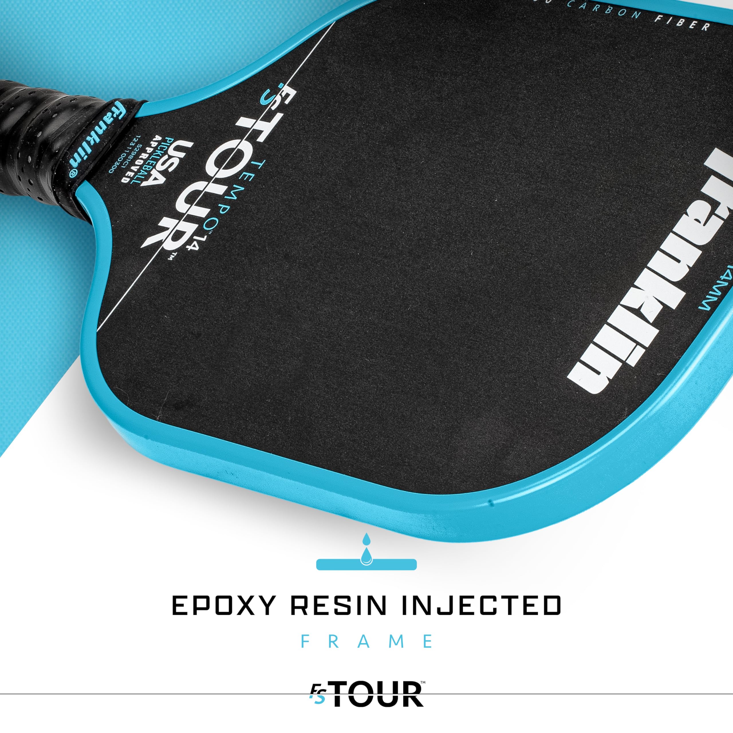 Franklin Sport Pro Pickleball Paddles – FS Tour Series Carbon Fiber Pickleball Paddles – Ufficiale USA Pickleball (USAPA) approvato – Tempo Pro Player Paddle – 14 mm Polymer Core – Blu