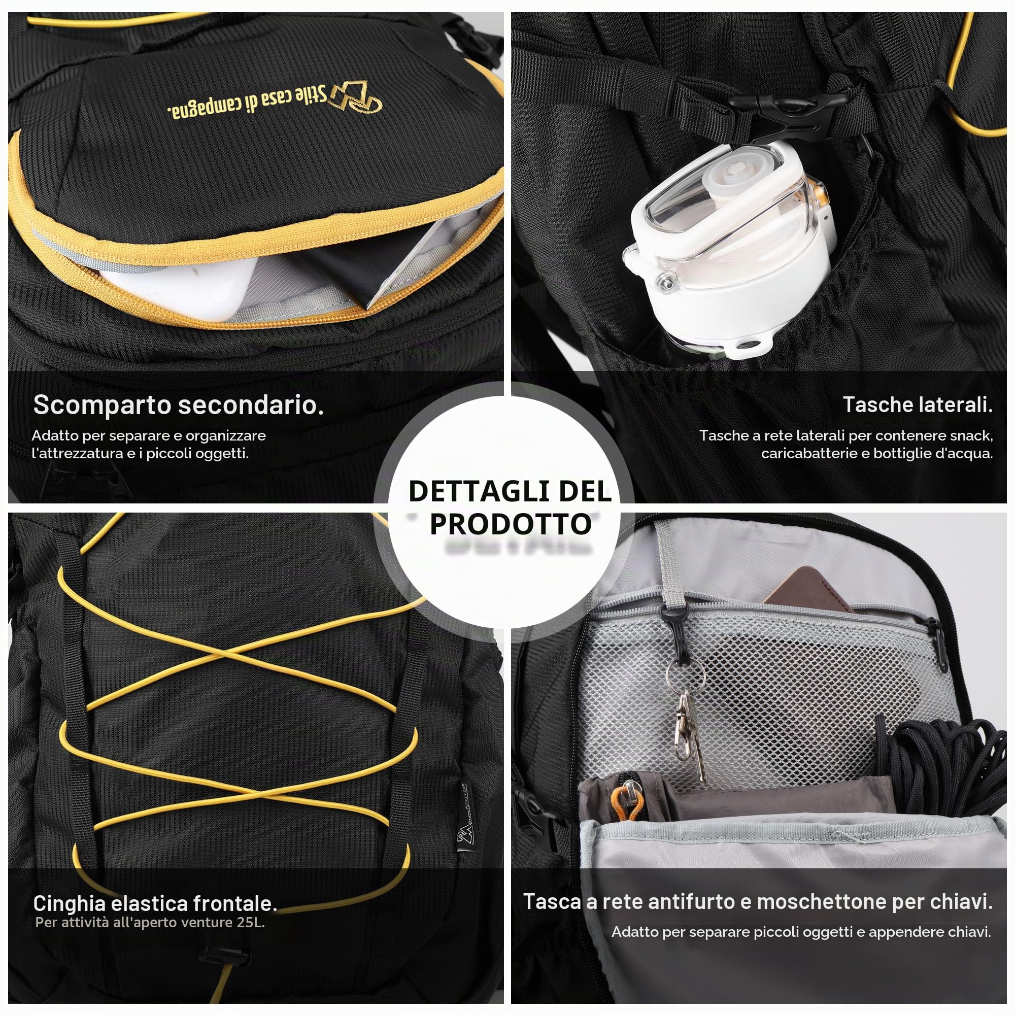 Mountaintop Zaino da trekking da 25 l/30 l, per uomo e donna, per escursionismo, all'aperto, ciclismo, 25L, Zainetto