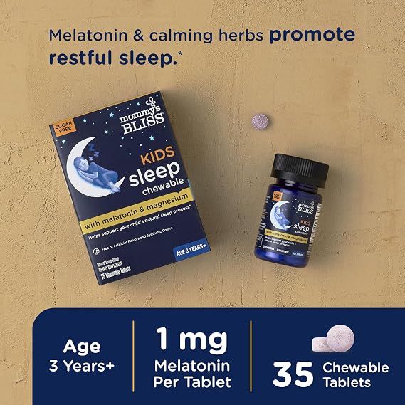 Mommy's Bliss Kids Sleep Support Melatonin Chewable, Grape Flavor, 35 Ct