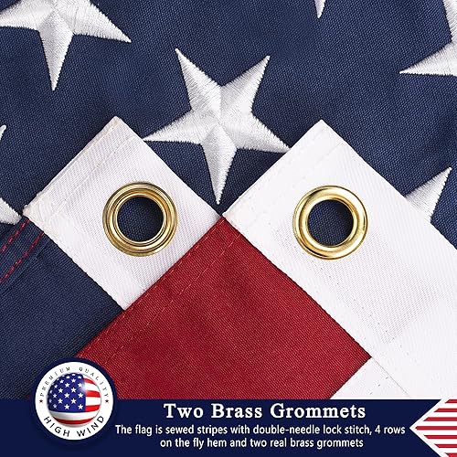 Miniatura 4 de DANF - Bandera de Estados Unidos conmemorativa de 5 x 9.5 pies, 100% algodón resistente para veteranos, estrellas bordadas, rayas cosidas, ojales de