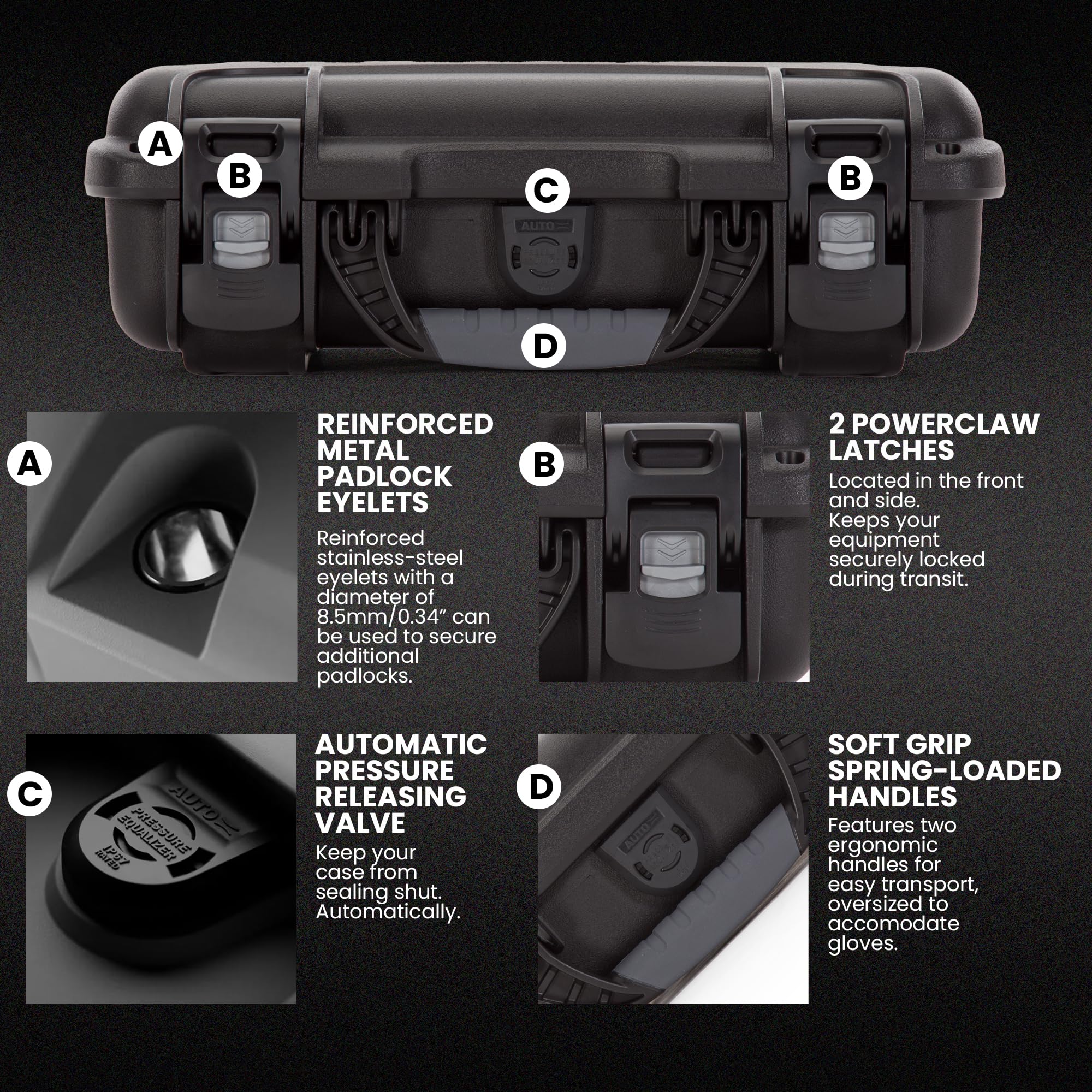 NANUK Funda rígida clásica 909 con inserto de espuma personalizado, IP67 impermeable y a prueba de aplastamientos, construcción resistente para una máxima protección, fabricada en Canadá, color negro