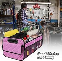 Vista 27 de Deosk - Organizador de auto para SUV, almacenamiento de maletero con 6 bolsillos grandes con poliéster impermeable, accesorios de auto