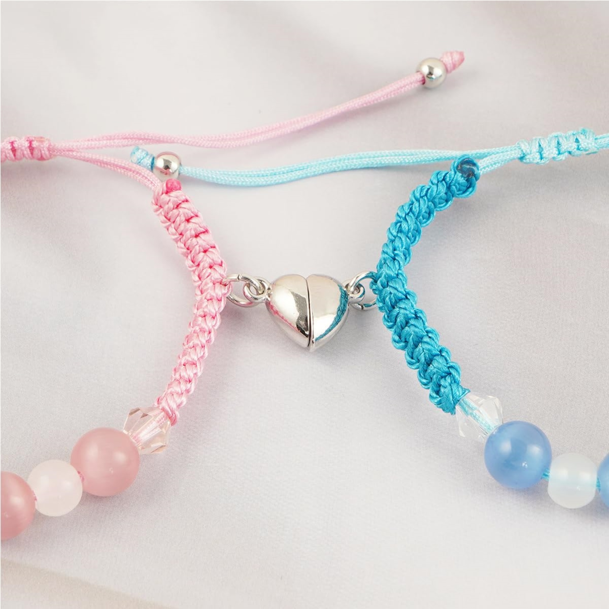 Braccialetti con perline e fiocco, stile vintage, fatti a mano, in
