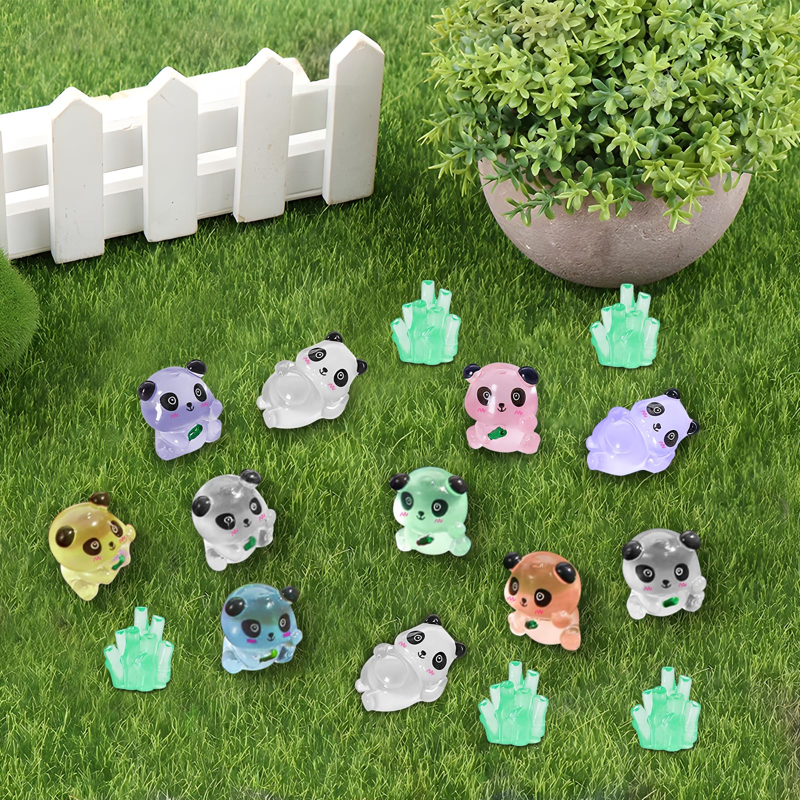 EliphonTowne 35pcs Luminous Mini Resin Pandas, Mini Resin Animals - Image 2