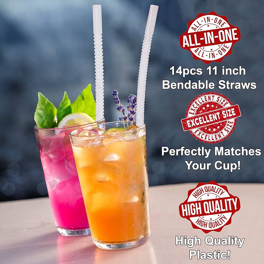 Amazon.com: Bendable Straws - 11 inch Long Flexible Straws