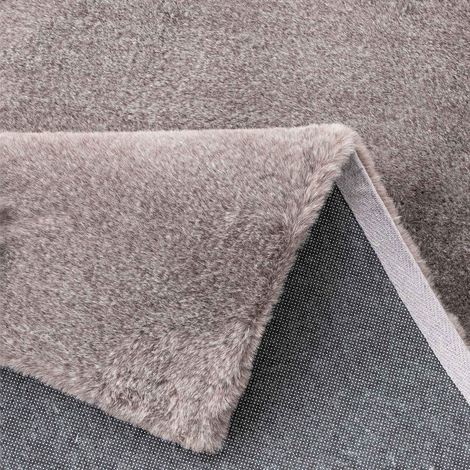 VIMODA Fellteppich Kunstfell Teppich Imitat Meliert mit Doppelter Farbverlauf Dicht Flauschig Seidiger Glanz Hochflor, Farbe:Beige, Maße:160x230 cm