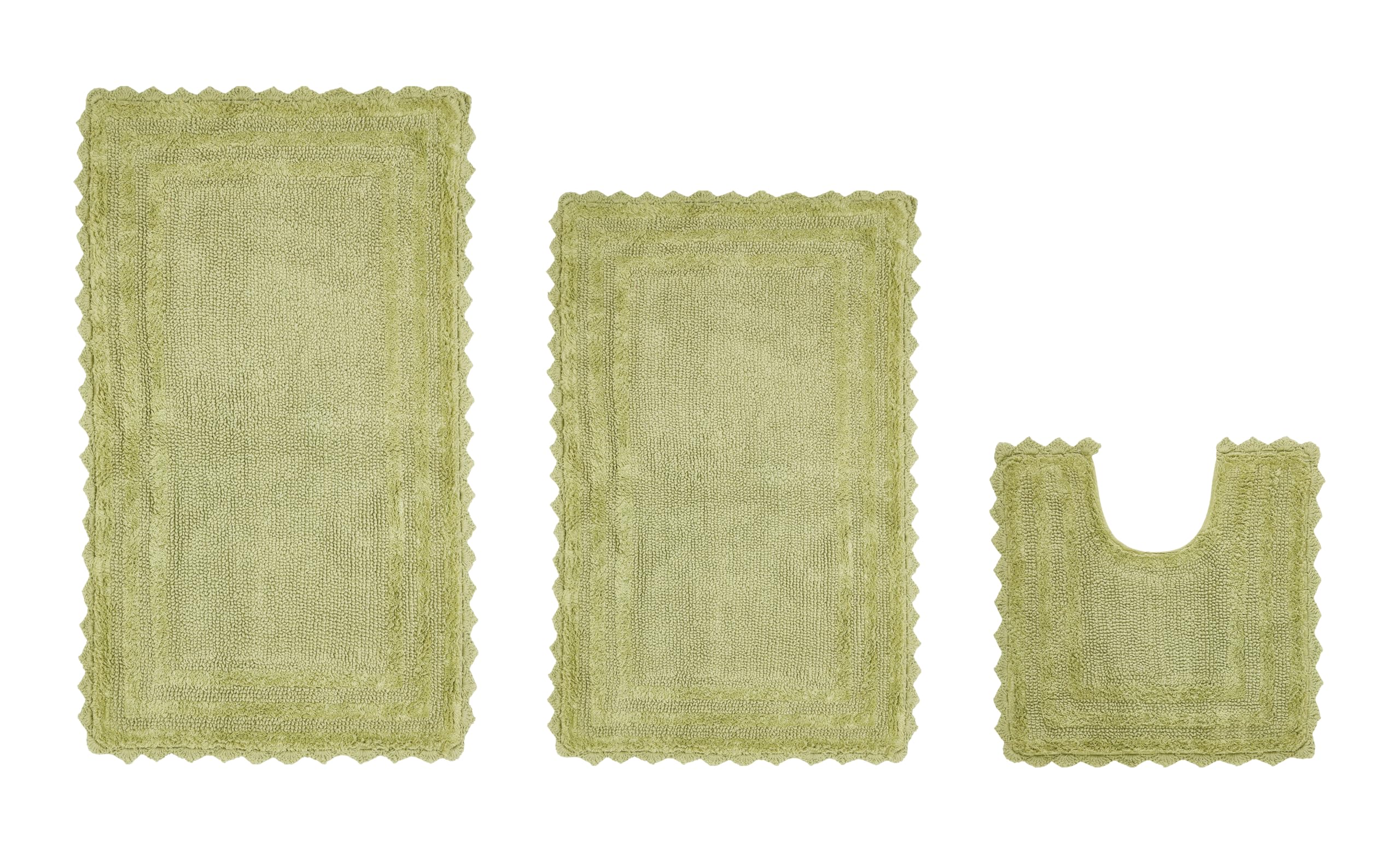 Better Trends 3 Piece Lilly Crochet Large Bath Mat Set 100 Cotton Soft Luxury Contour U-Shape Toilet Rug