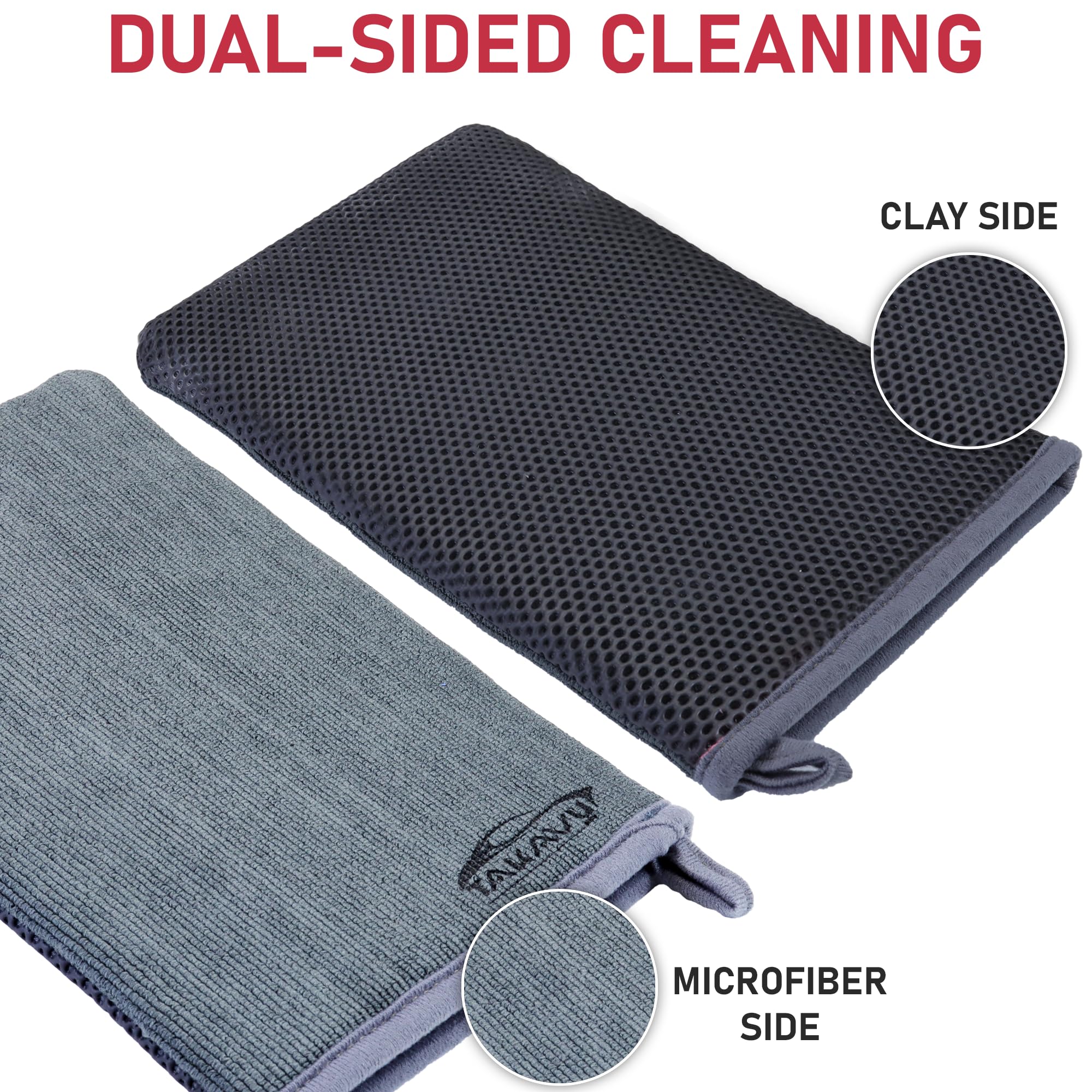 TAKAVU Auto Detailing Clay Mitt 1 Pack 9.7x6.3 inches, Magic Clay Bar Mitt Premium Mesh and Microfiber for Remove Dirts Mud Grime, Car Cleaning Detail Glass Wheel Windshield (Grey)