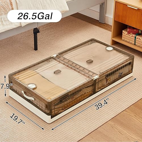 Miniatura 7 de VECELO Almacenamiento debajo de la cama con ruedas, contenedores de almacenamiento apilables debajo de la cama, contenedores de almacenamiento