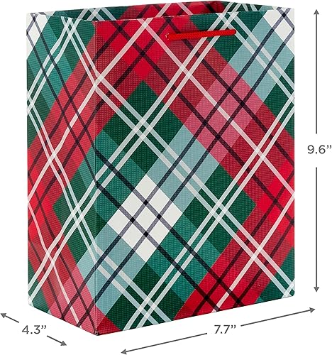 Miniatura 3 de Hallmark Paquete de bolsa de regalo de Navidad mediana de 9 pulgadas (4 bolsas Papá Noel tradicional, corona de acebo, coche rojo nevado, cuadros