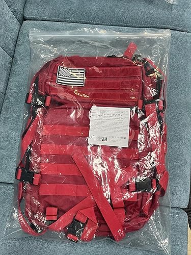 Miniatura 8 de Mochila táctica militar de 45L para hombres y mujeres Bug Out Bag Assault Pack Molle Daypack Senderismo Trekking Mochila, Rojo -, Grande, Atlético