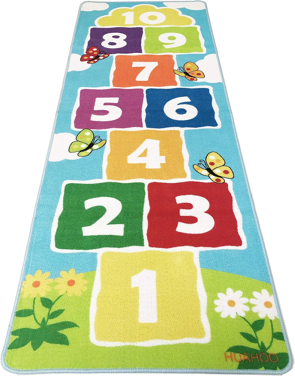 HUAHOO Pink Girls Rug Pink Kids Rug hopscotch Rug Children's Rugs