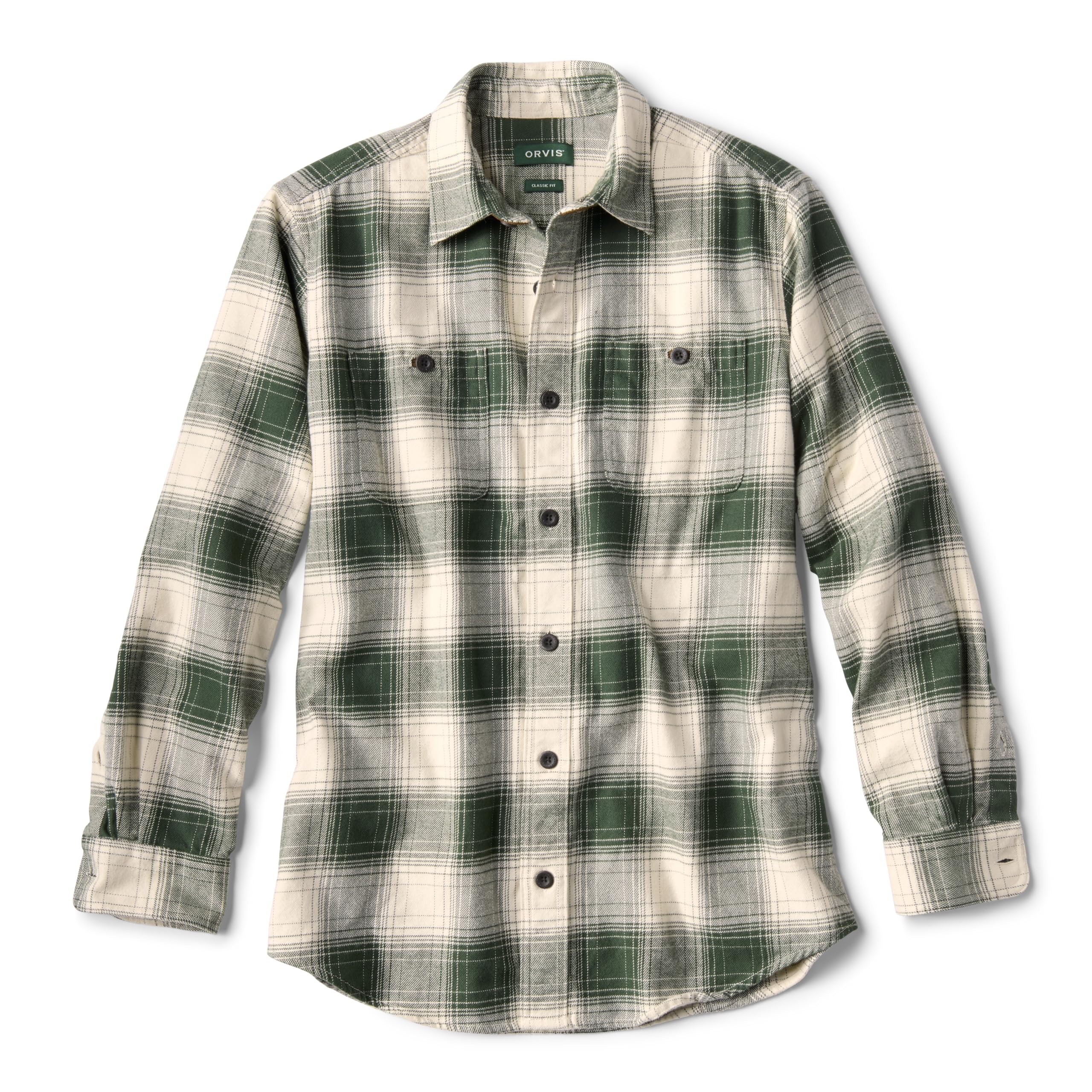 Orvis Perfect Flannel Shirt for Men - 100% Brushed Cotton Long Sleeve Men's Flannel Shirt with Faux-Suede Trim